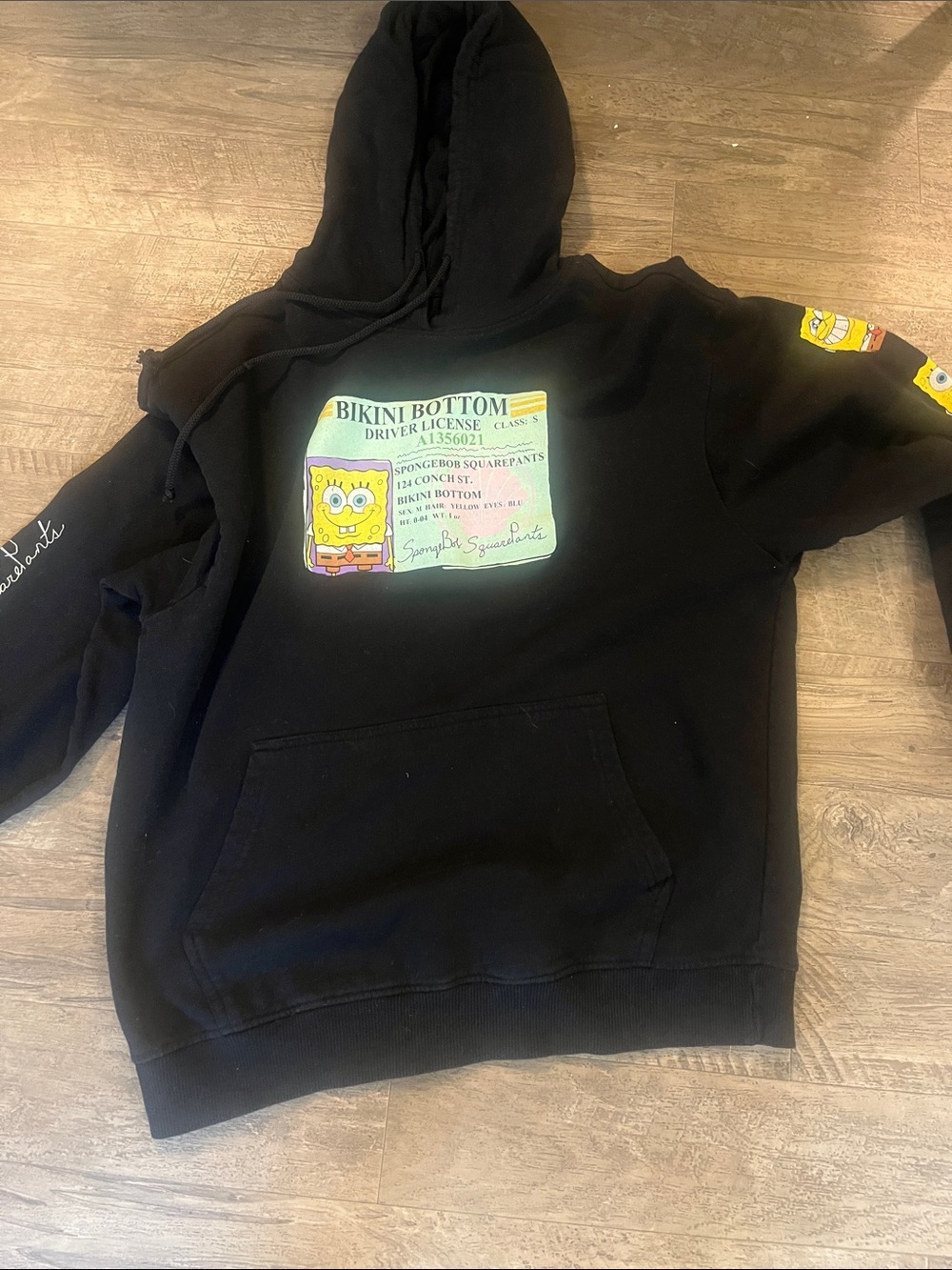 Nickelodeon Black Hoodie with Bikini Bottom Driver License Print